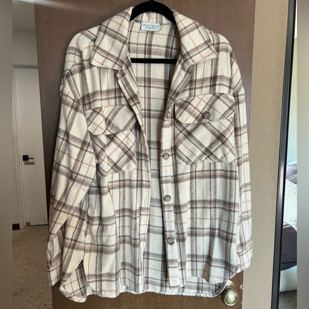 Dress Forum Beige and Brown Plaid Jacket